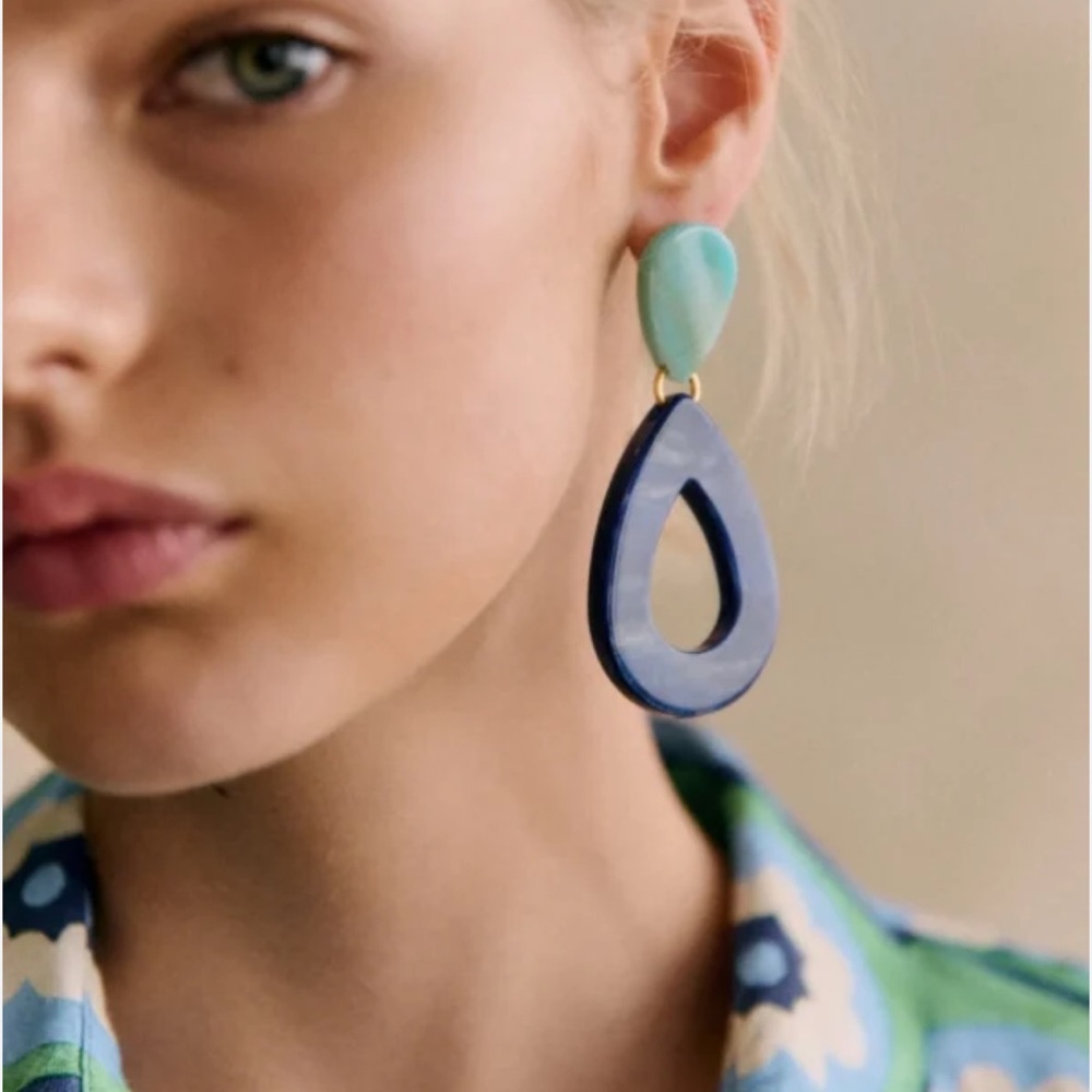 NWOT Sézane x Momoni Lola earrings blue aqua